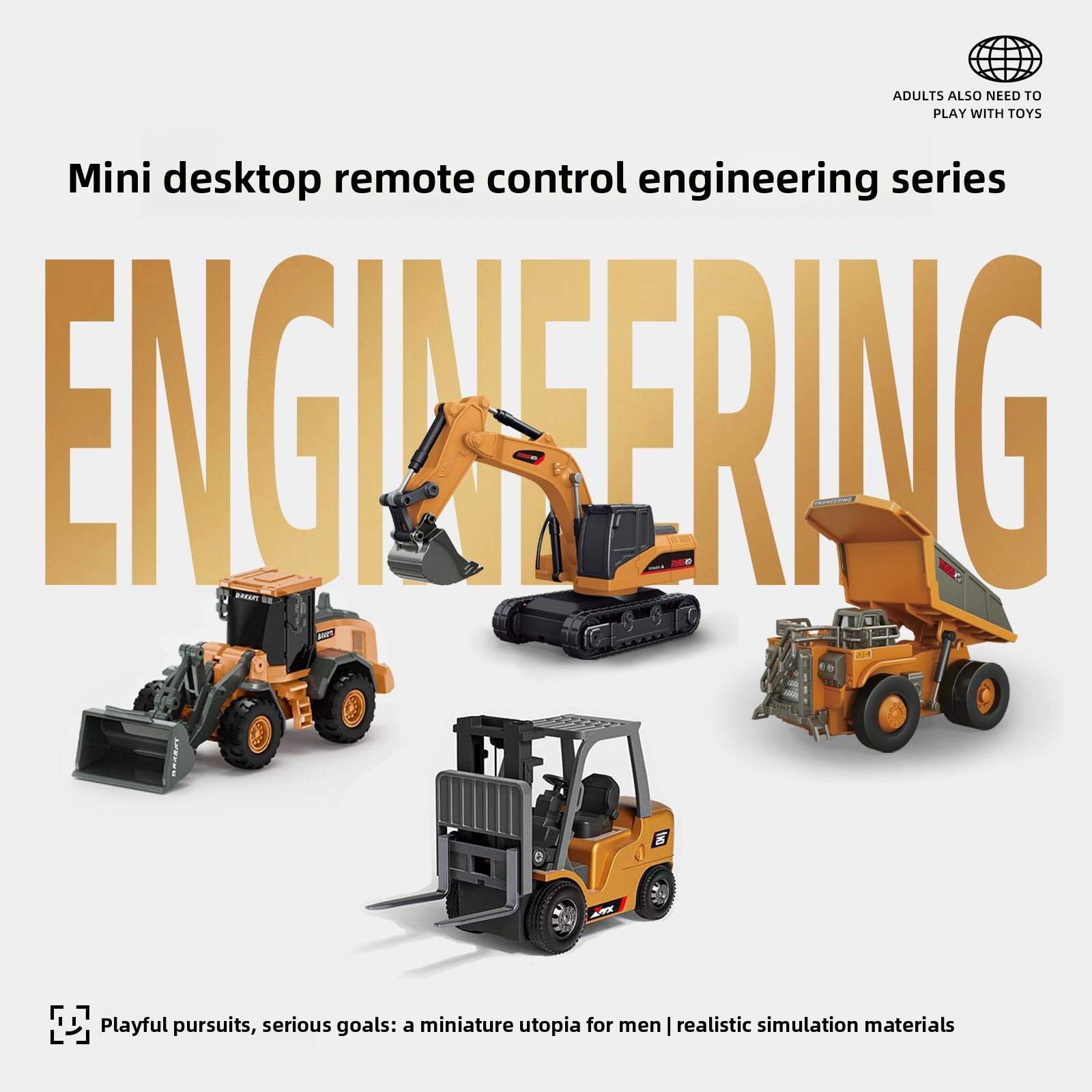 Heavy Equipment Vehicles - 1:64 Metall RC Baufahrzeug-Set, Bergbau-LKW Bagger