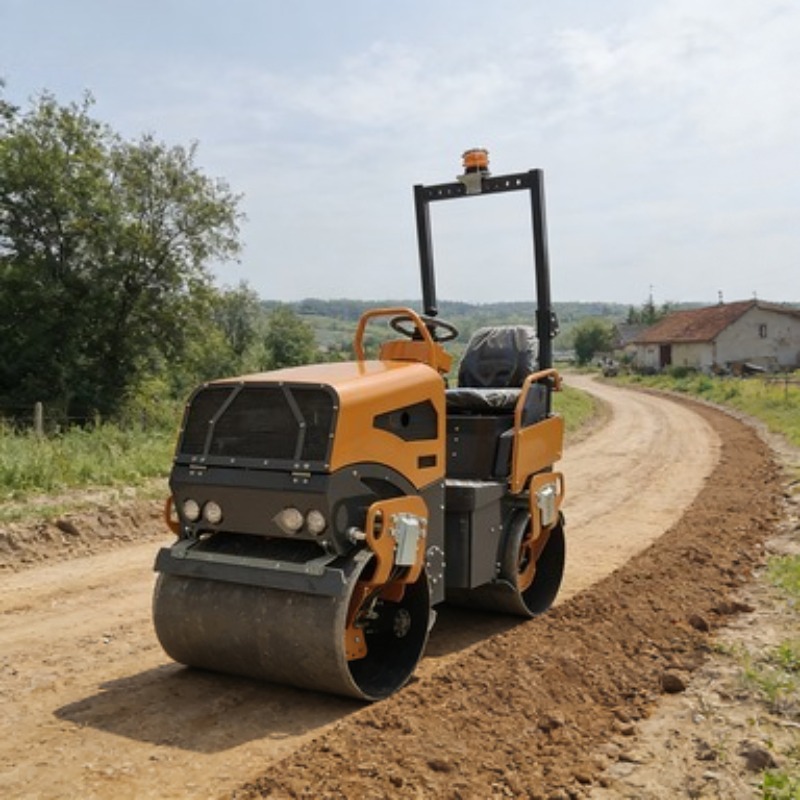 Heavy Equipment In Construction - Kompakter Straßenwalzer, Vibrationswalze für schwere Beanspruchung,