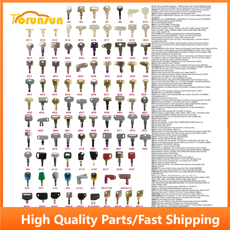 Heavy Equipment Keys Master Set - 100-teiliges Zündschloss-Set für Baumaschinen – passend